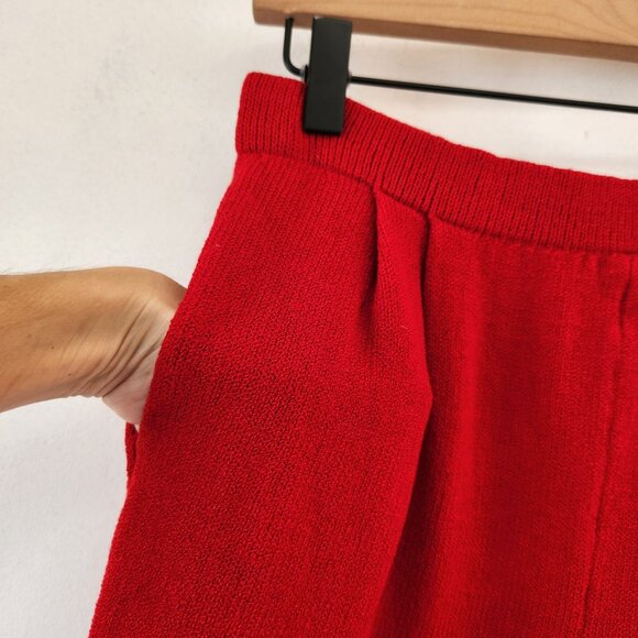 St. John Collection Marie Grey Red Santana Knit Pull-On Pants Trousers Size 4 - Picture 4 of 6